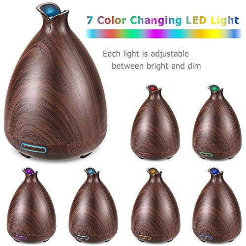 URPOWER Essential Oil Diffuser 130ml Wood Grain Ultrasonic Aromatherapy Oil Diffuser with Adjustable Mist Mode Waterless Auto Shut-Off humidifier and 7 Color Changing LED Lights for Home Office Baby (Health and Beauty)sec0